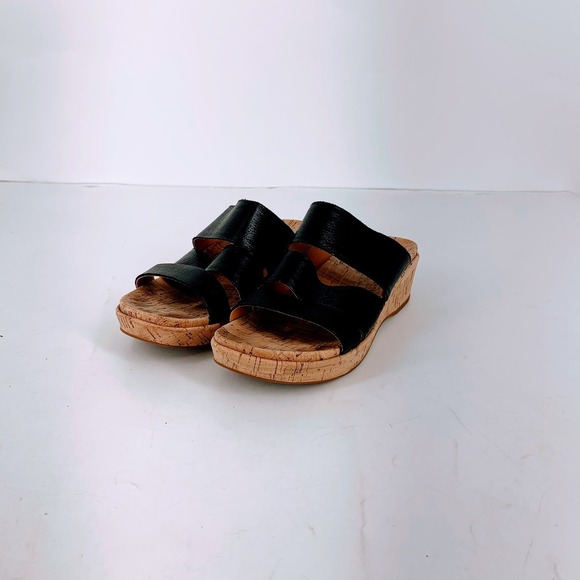 Kork-Ease Womens Menzie Leather Three Strap Cork Wedge Platform Sandals Size 8M